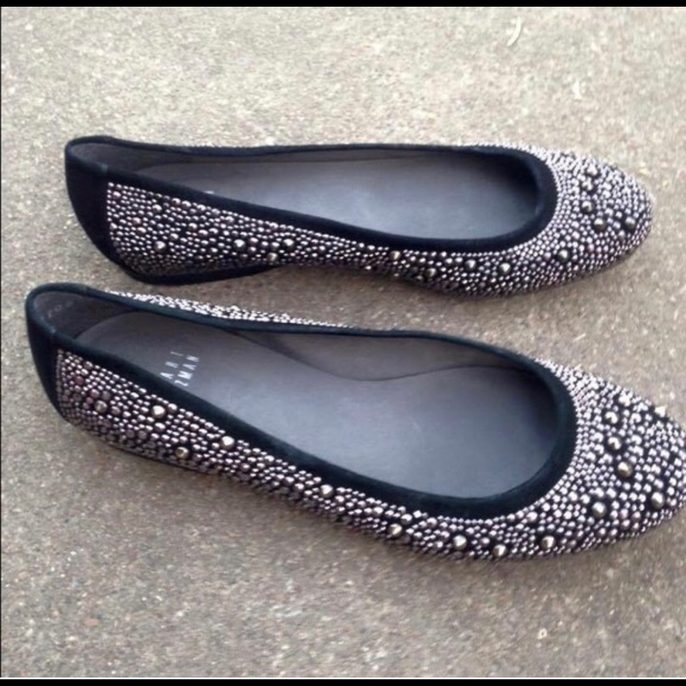 Stuart Weitzman Nubeads Suede Studded Flats.